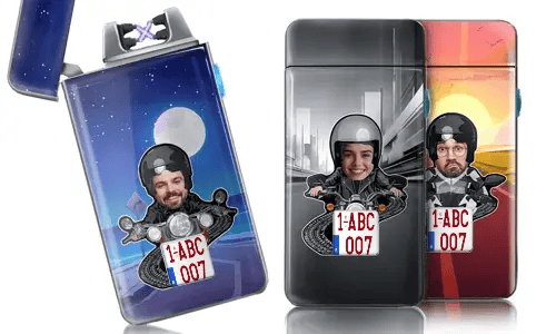 Personalised lighter with motorcyclist